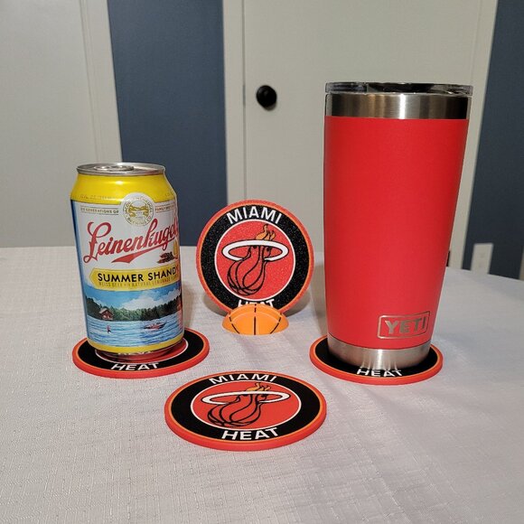 Miami Heat Coaster Set - 3D Printed - (Set of 4) - Picture 2 of 4